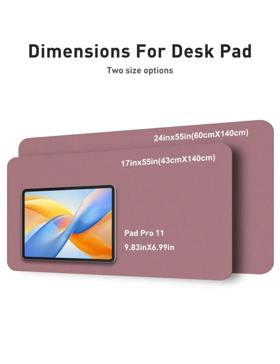 Aothia Faux Leather Desk Mat - Dark Pink, 140cm x 60cm (55" x 24") | Protects Desks from Scratches, Spills, and Heat - view 5