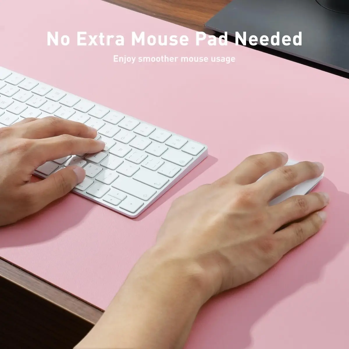 Aothia Faux Leather Desk Mat - Fairy Pink, 140cm x 61cm (55" x 24") | Waterproof Writing Surface for Office & Home - view 4