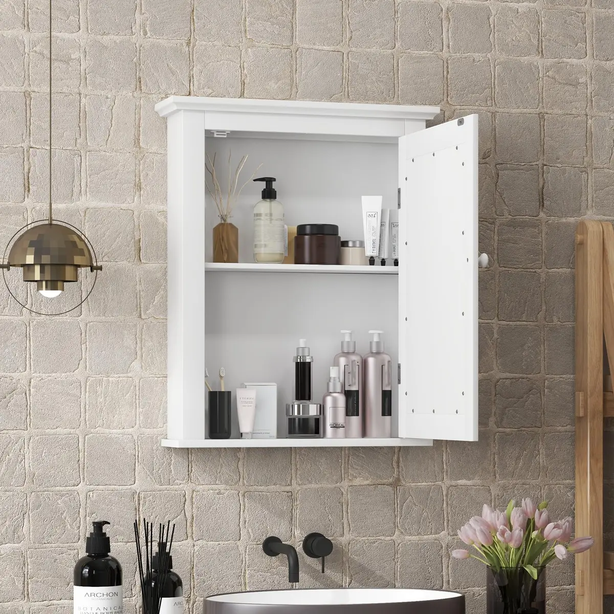 NAFORT Wall Mounted Medicine Cabinet with Mirror, 22" x 6" x 27" | 5-Position Adjustable Shelf, Space-Saving Bathroom Organizer - view 2
