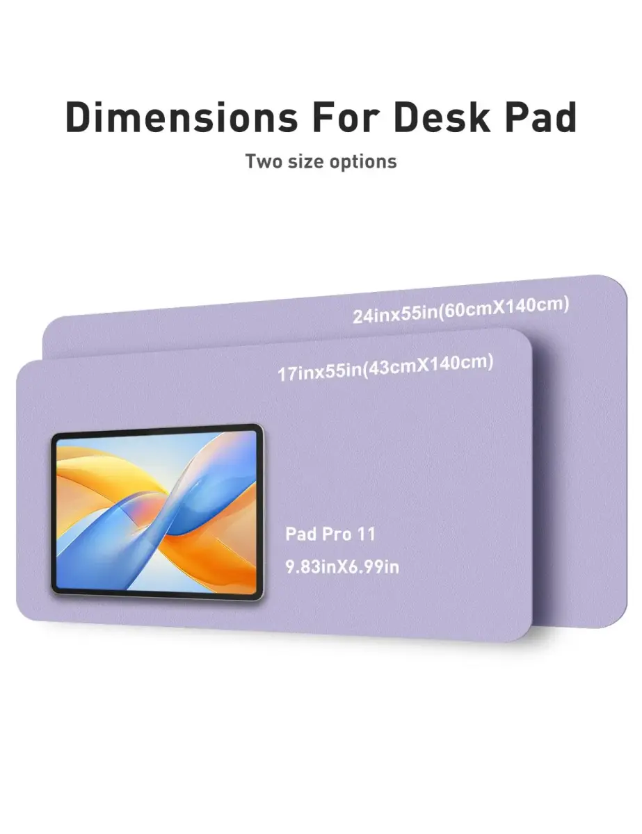 Aothia Faux Leather Desk Mat - Lavender 140cm (55") x 43cm (17") | Smooth Writing Surface for Office & Home - view 5