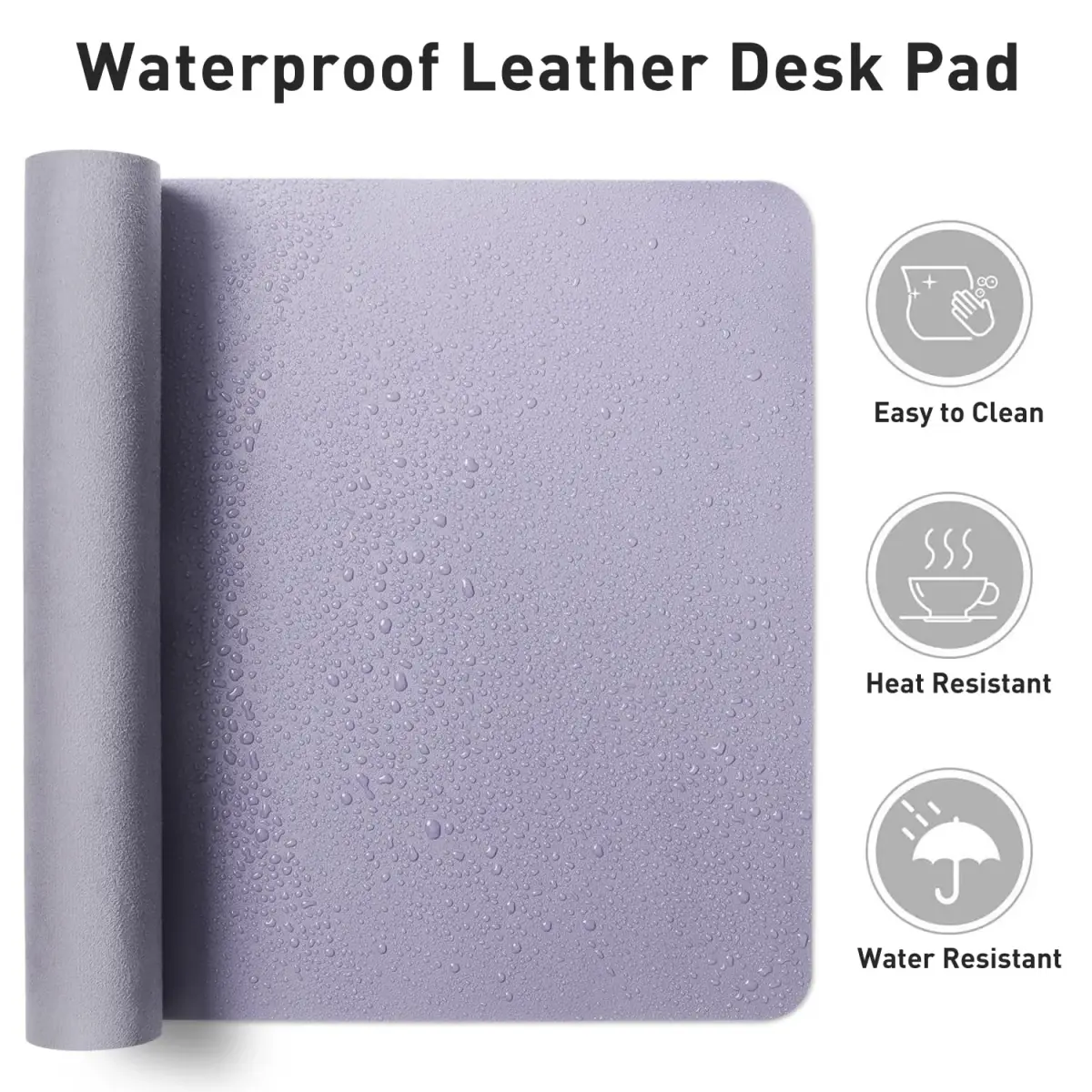 Aothia Faux Leather Desk Mat - Lavender 140cm (55") x 43cm (17") | Smooth Writing Surface for Office & Home - view 7