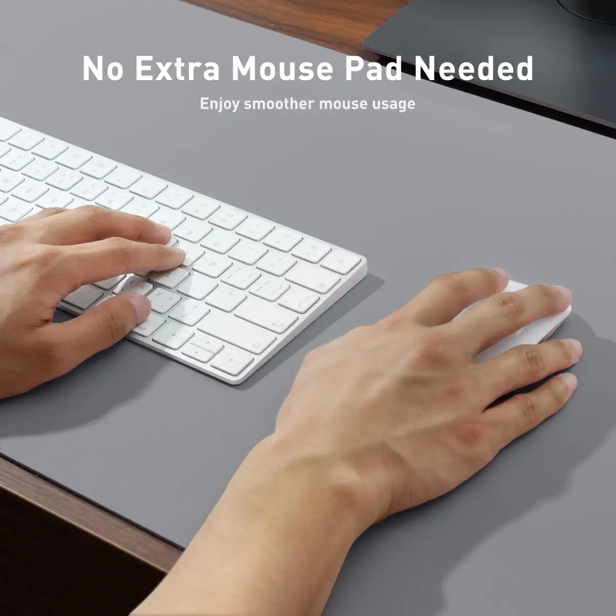 Aothia Faux Leather Desk Mat - Light Grey, 55" x 17" | Protects Desks, Smooth Writing Surface - view 4