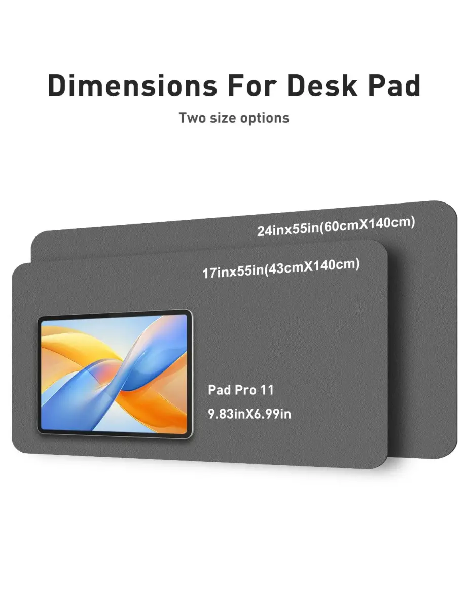 Aothia Faux Leather Desk Mat - 137cm x 43cm (55" x 17") | Protects Desks, Waterproof Writing Surface, Non-Slip Suede Back - view 5