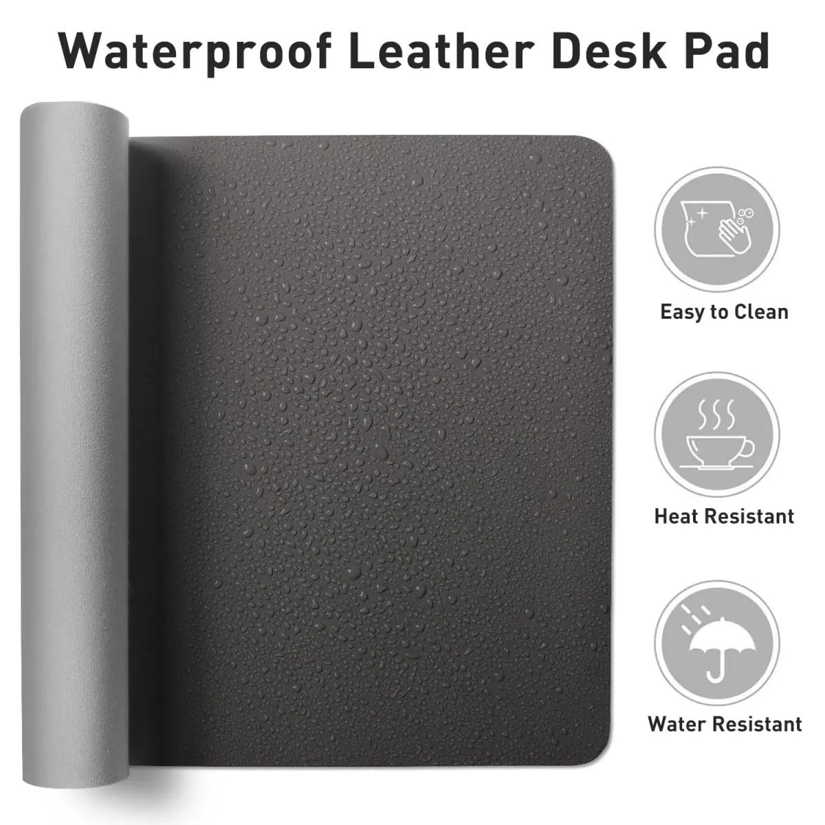 Aothia Faux Leather Desk Mat - 137cm x 43cm (55" x 17") | Protects Desks, Waterproof Writing Surface, Non-Slip Suede Back - view 7