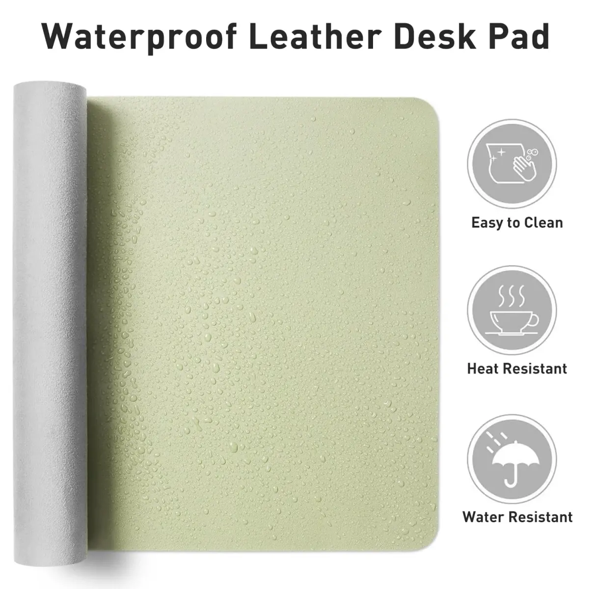 Aothia Faux Leather Desk Mat - Non-Slip PU Leather Desk Blotter, Waterproof Writing Surface, Large Desk Pad for Office & Home (Grass Green, 139.7cm x 43.18cm) - view 7
