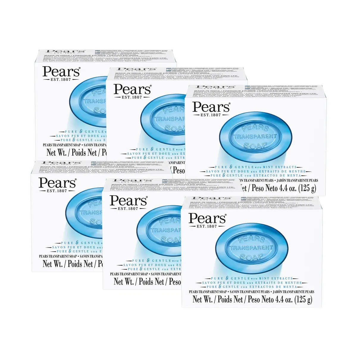Pears Pure and Gentle Glycerin Mint Soap Bar 4.4 oz | Moisturizes & Refreshes - main product image