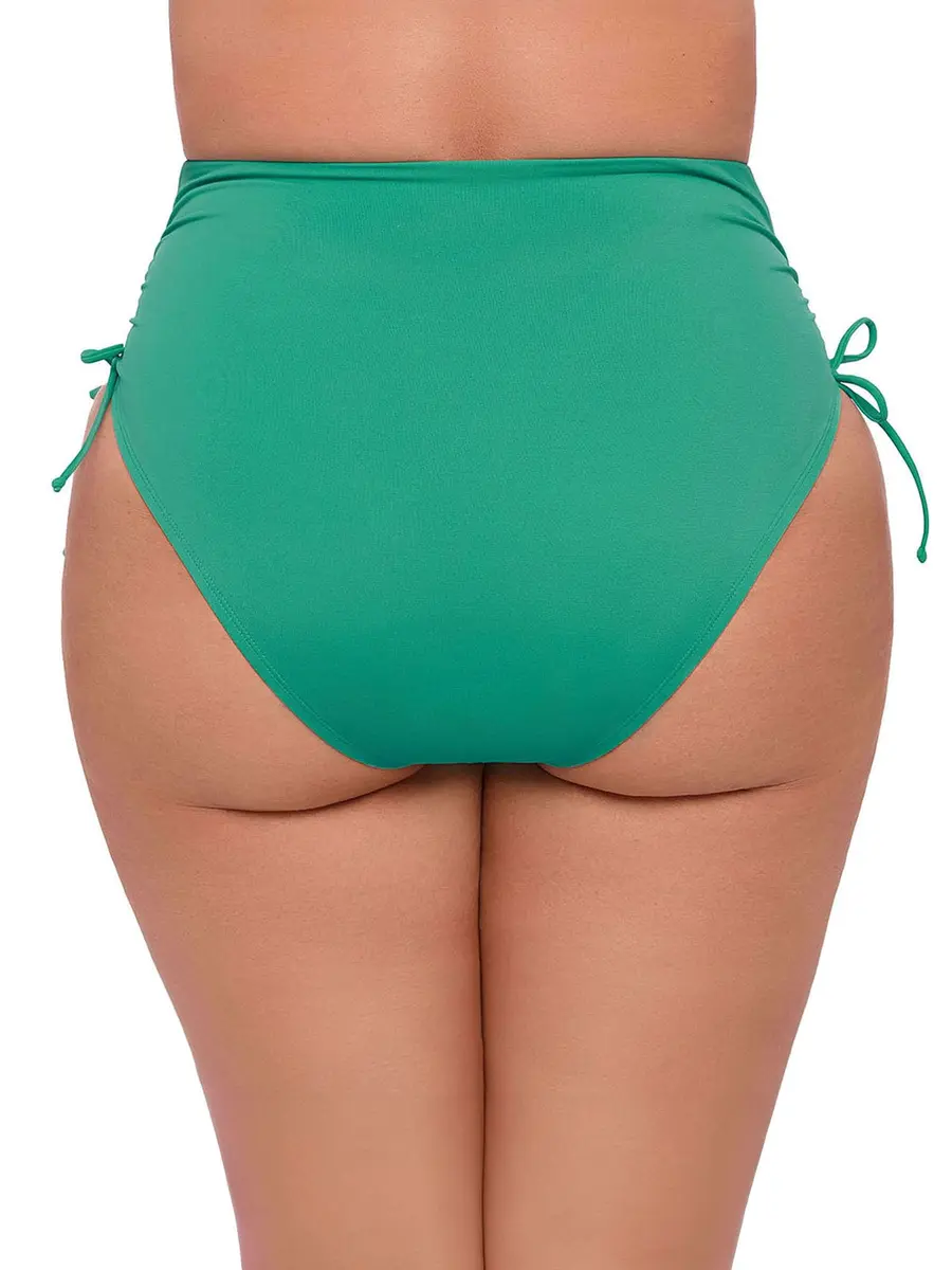 S3 Swim Women's High Waist Bikini Bottom Jade | Adjustable Side Tie, Smoothing Fit - view 2