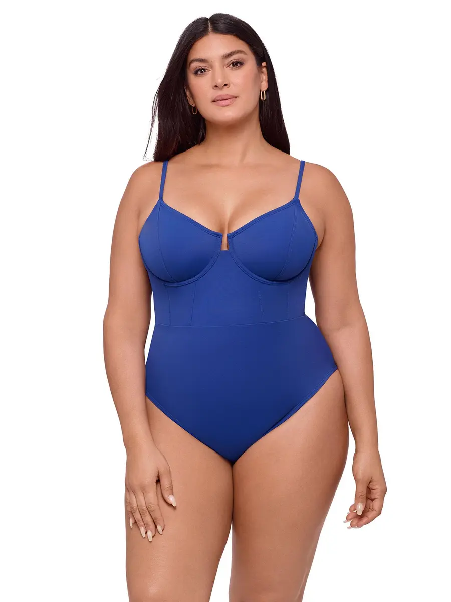 S3 Swim Women's Sculpting Corset Underwire One Piece Swimsuit | Indigo, Medium - main product image