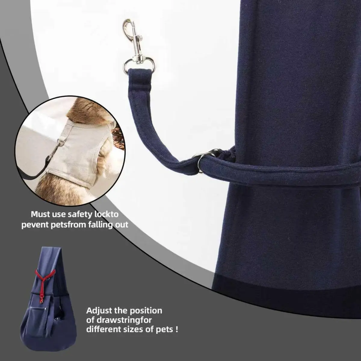 ARZQUT Dog and Cat Carrier Sling Bag | Dark Blue, 53cm (21") L x 30cm (12") W - view 6