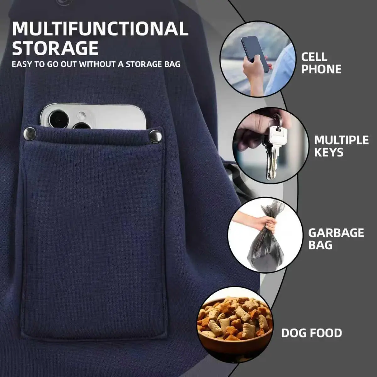 ARZQUT Dog and Cat Carrier Sling Bag | Dark Blue, 53cm (21") L x 30cm (12") W - view 3