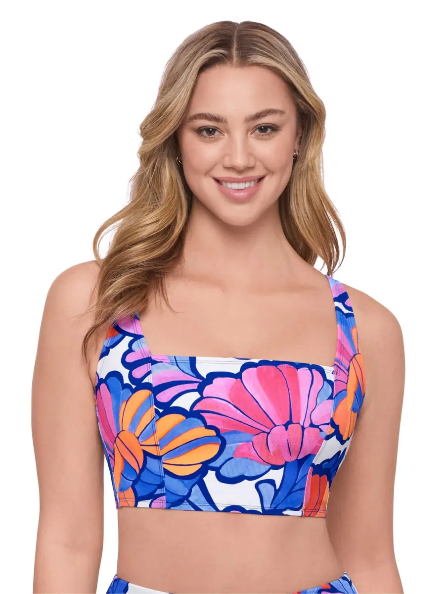S3 Swim Women's Supportive Square Neck Lace Back Midkini Top | Flattering Fit with Adjustable Straps (70-120 chars) - main product image