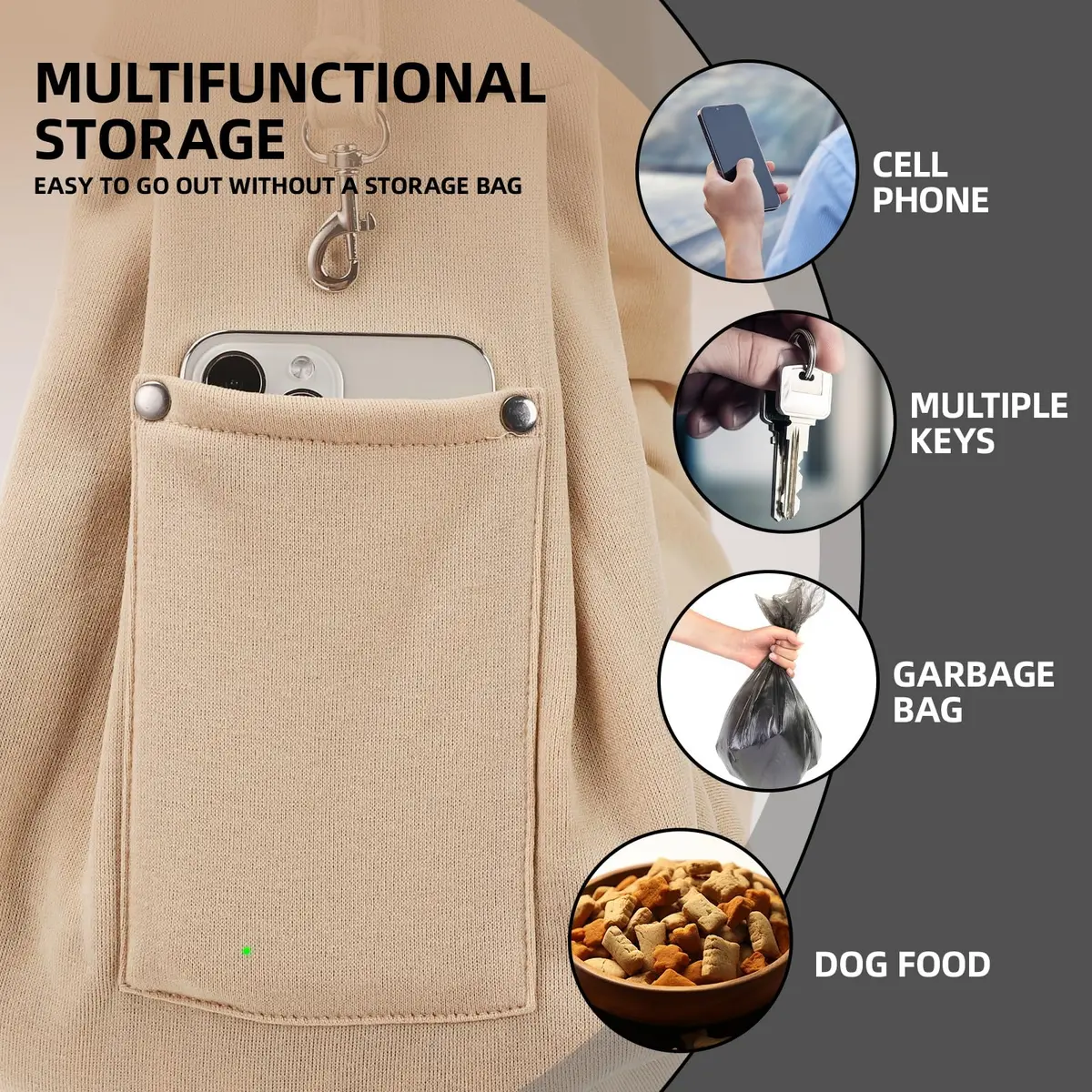 ARZQUT Small Pet Carrier Sling Bag with Storage Pocket & Safety Buckle, 53cm x 30cm (21" x 12") | Breathable Cotton for Cats & Dogs - view 3
