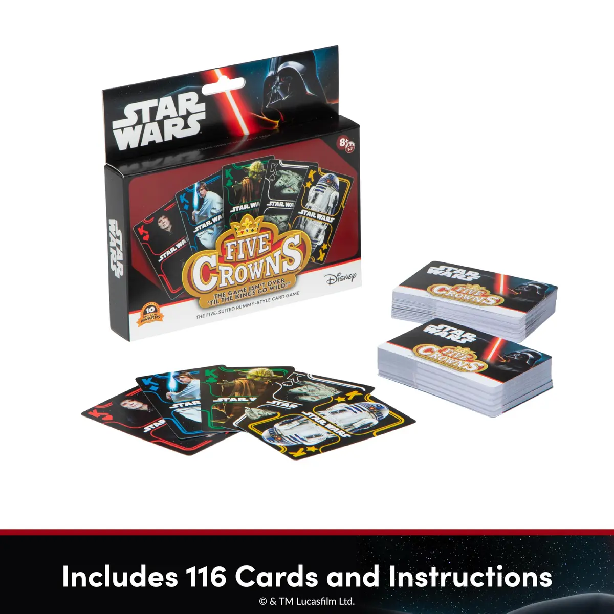 PlayMonster Five Crowns Star Wars Rummy Card Game for Kids, Family Game Night | Galactic Star Wars Theme, 58 Cards, Ages 8+ - view 2