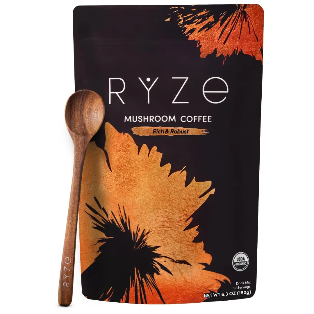 RYZE Mushroom Coffee Starter Kit Dark Roast, 252 g (8.8 oz) | 6 Adaptogenic Mushrooms, 90mg Caffeine, USA Import - main product image