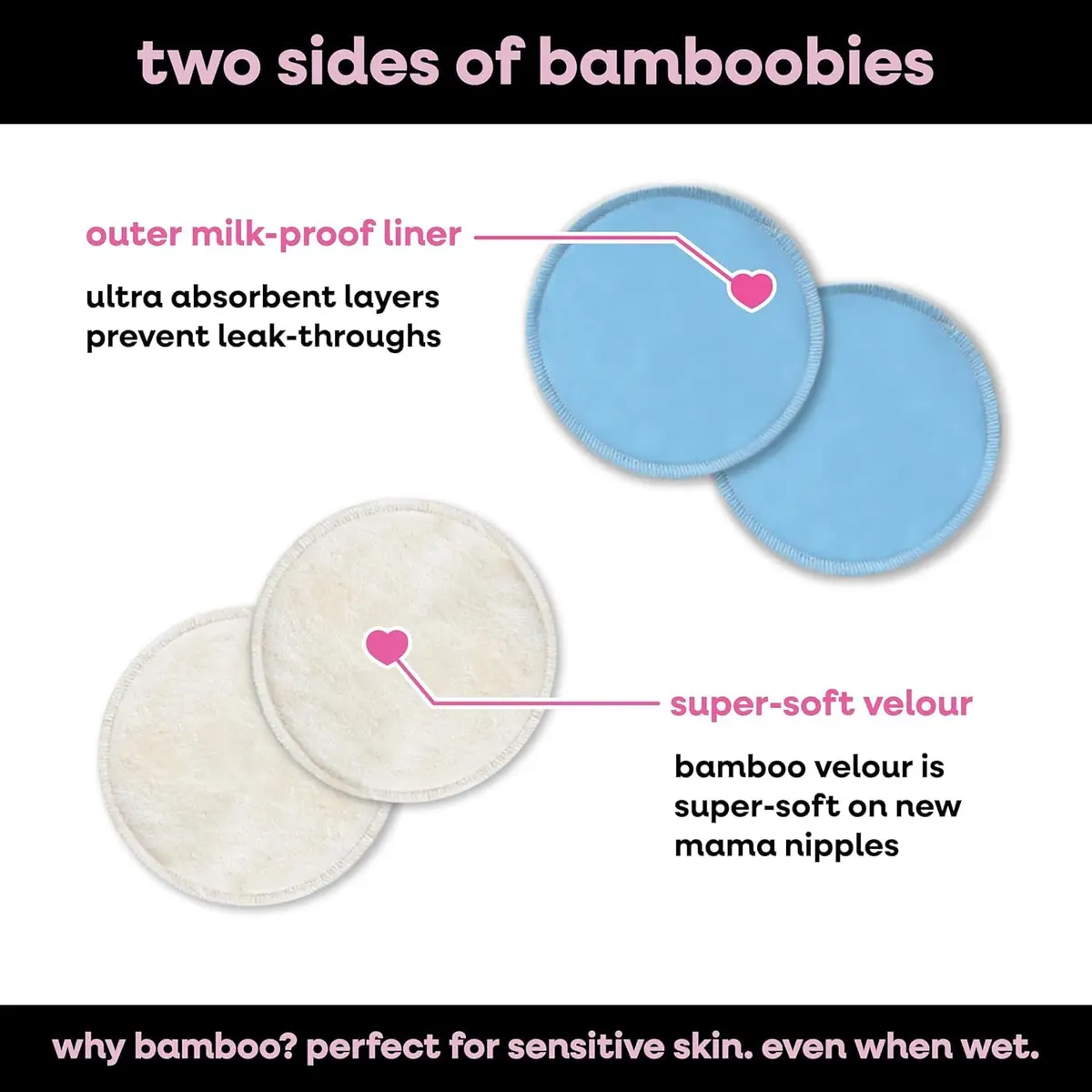 Bamboobies Soft Reusable Overnight Nursing Pads 12 Count | Ultra-Soft Velour Overnight Nursing Pads - view 2
