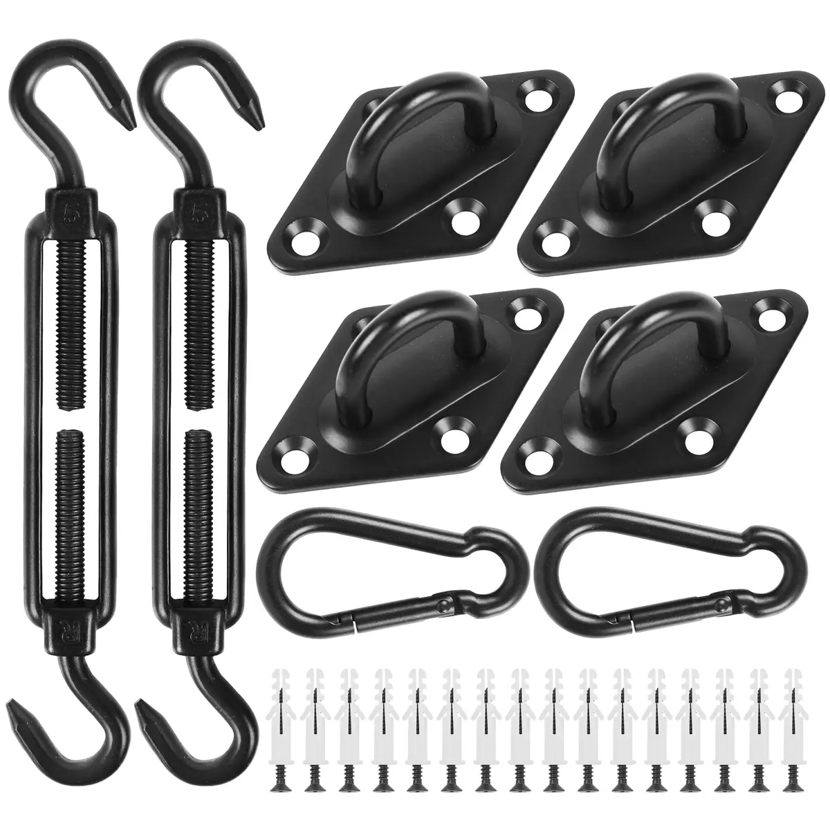 YOFIT Black 40 Pcs 5 Inch Shade Sail Hardware Kit with Turnbuckles | Heavy-Duty 304 Stainless Steel for Outdoor Patio Canopy Installation - main product image