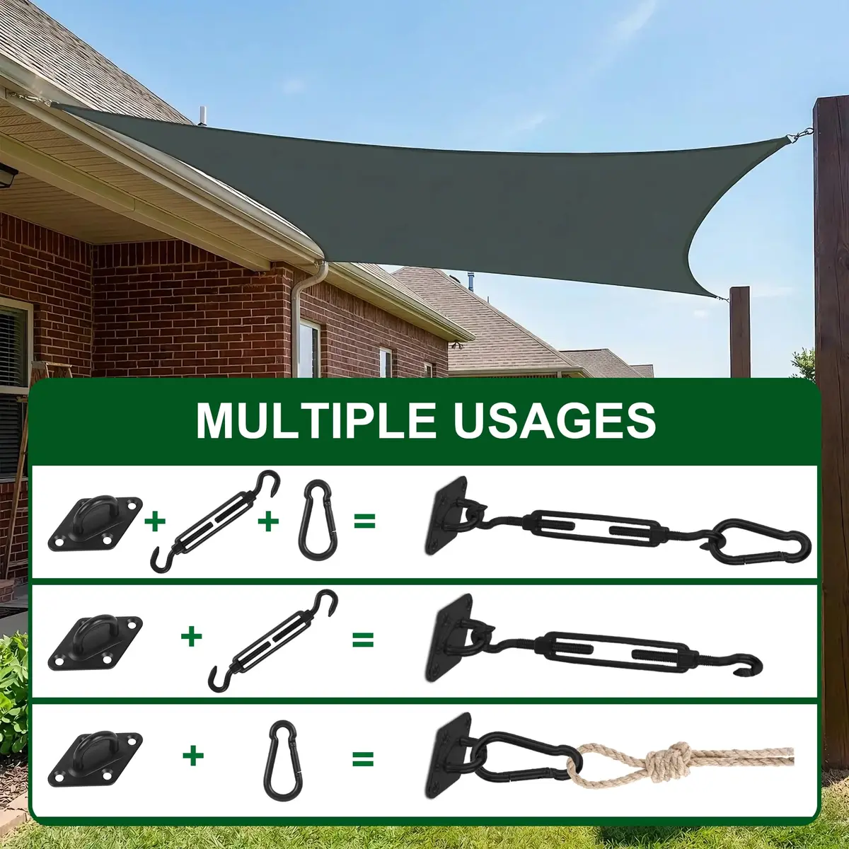 YOFIT Black 40 Pcs 5 Inch Shade Sail Hardware Kit with Turnbuckles | Heavy-Duty 304 Stainless Steel for Outdoor Patio Canopy Installation - view 6