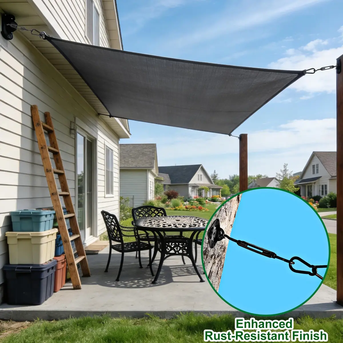 YOFIT Black 40 Pcs 5 Inch Shade Sail Hardware Kit with Turnbuckles | Heavy-Duty 304 Stainless Steel for Outdoor Patio Canopy Installation - view 2