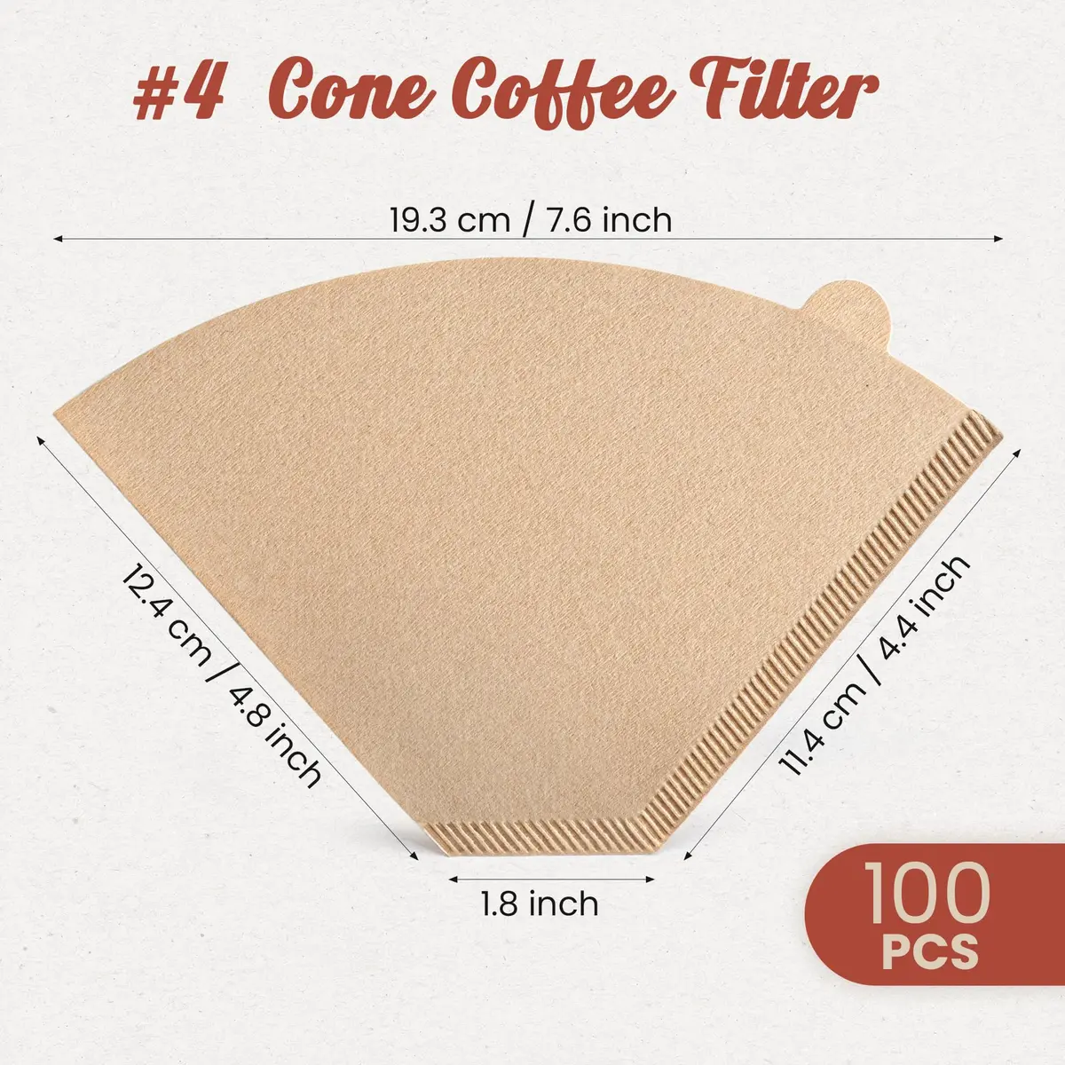 Metflavor #4 Coffee Filters 100 Count | Unbleached Cone Filters for 8-12 Cup Coffee - view 6