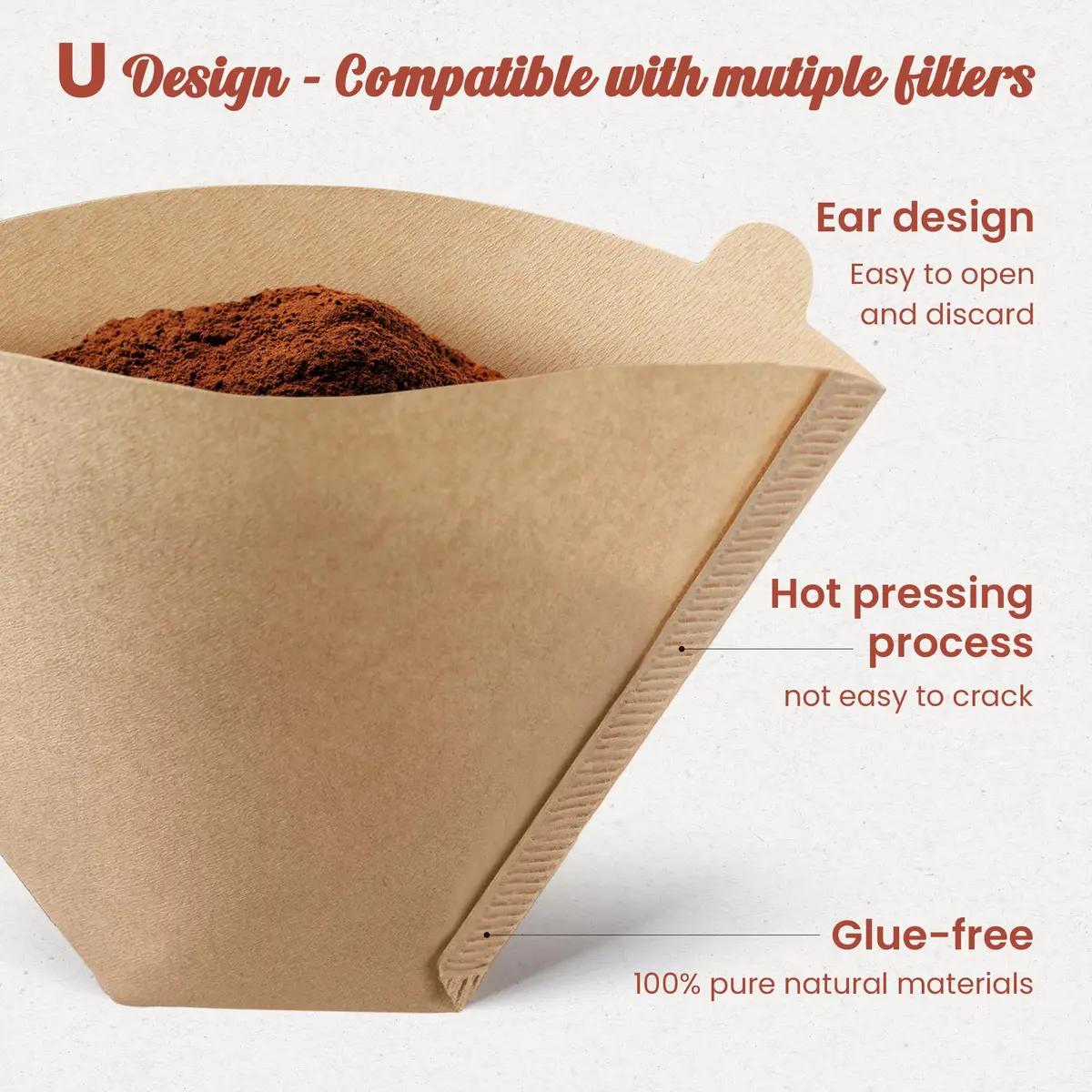 Metflavor #4 Coffee Filters 100 Count | Unbleached Cone Filters for 8-12 Cup Coffee - view 3