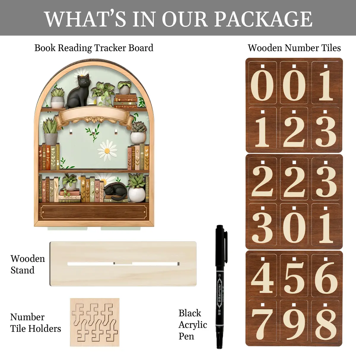 DINIZON Books Read This Year Counter, Wooden Book Tracker 7 X 6 Inch | Personalize With Name - view 5