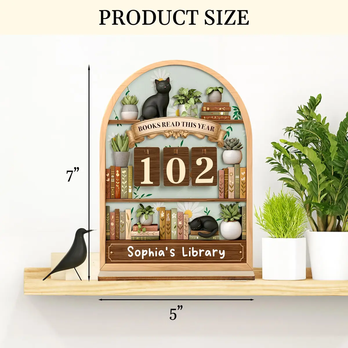 DINIZON Books Read This Year Counter, Wooden Book Tracker 7 X 6 Inch | Personalize With Name - view 7