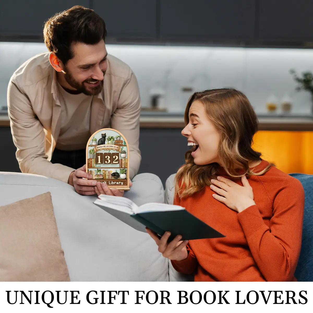 DINIZON Books Read This Year Counter, Wooden Book Tracker 7 X 6 Inch | Personalize With Name - view 4