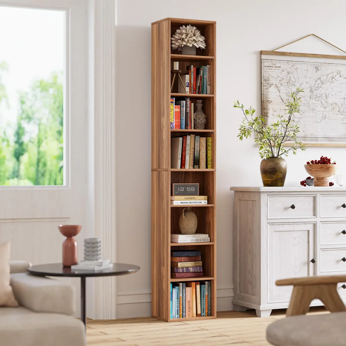IRONCK Tall Narrow Bookshelf 8 Tiers | Compact Corner Floor Standing Storage 71 in Tall - view 6