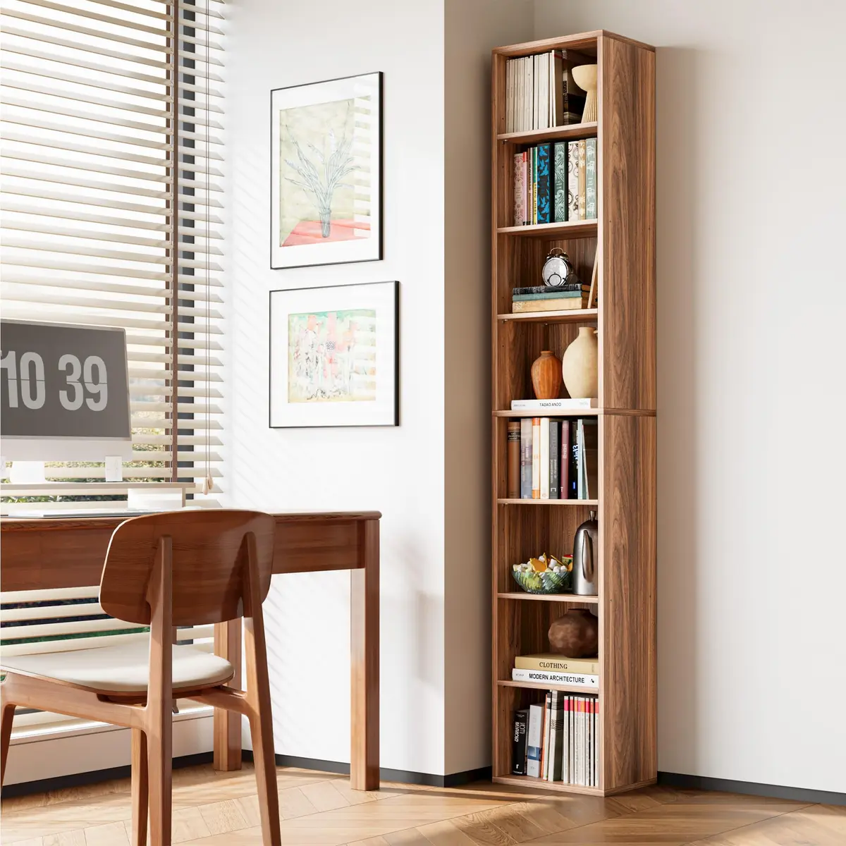 IRONCK Tall Narrow Bookshelf 8 Tiers | Compact Corner Floor Standing Storage 71 in Tall - view 7