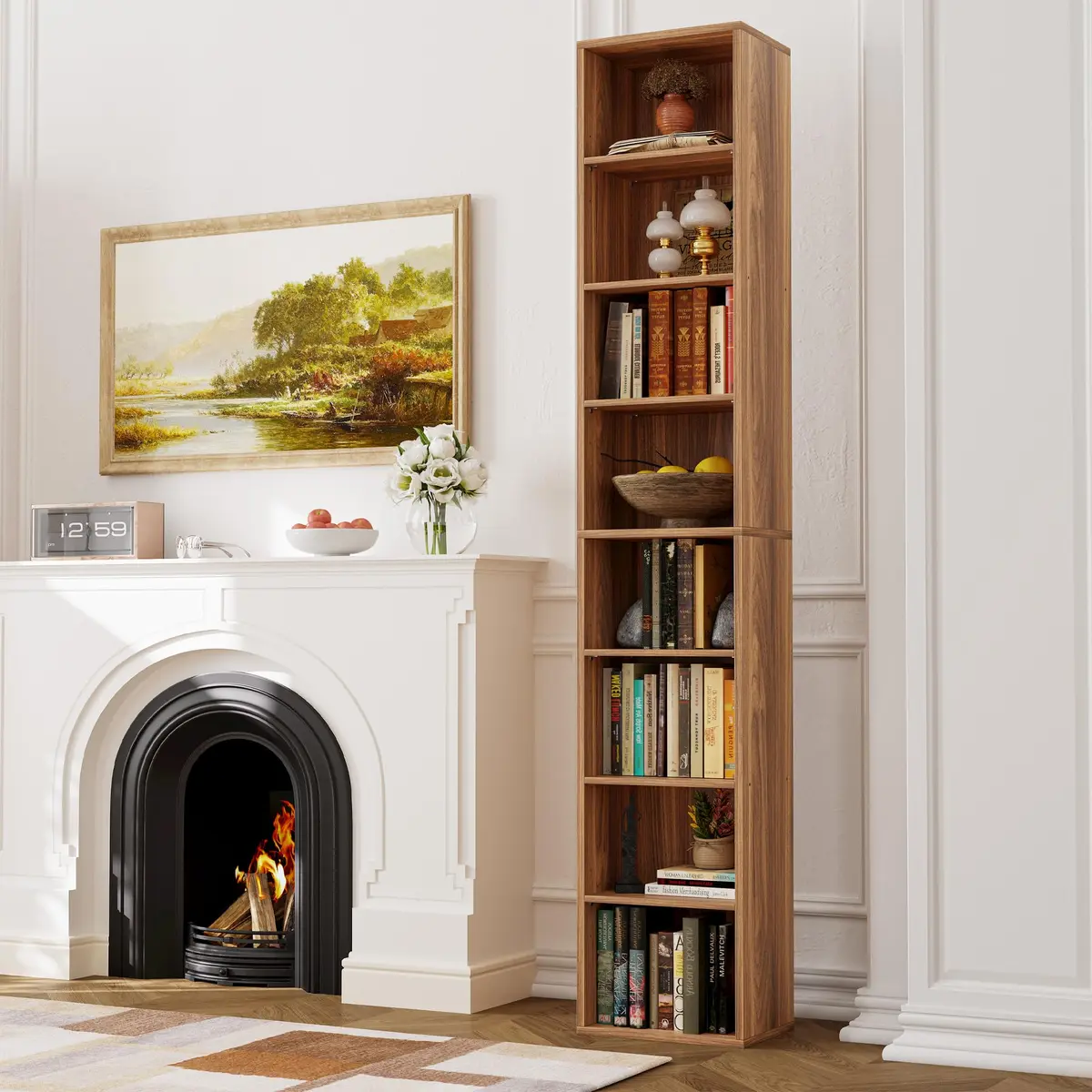 IRONCK Tall Narrow Bookshelf 8 Tiers | Compact Corner Floor Standing Storage 71 in Tall - view 2