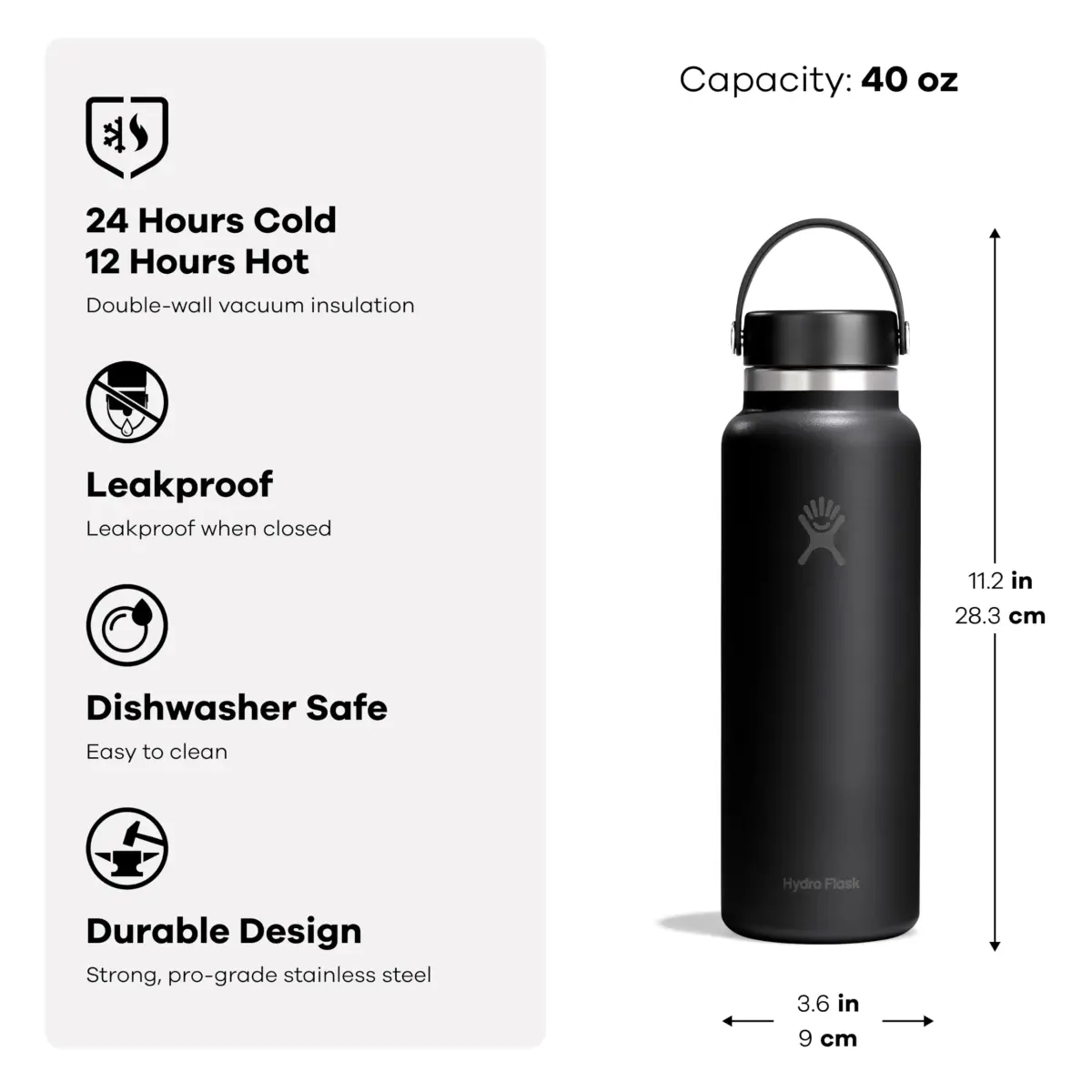 Hydro Flask 40 Oz Harbor Blue Wide Mouth Insulated Stainless Steel Water Bottle - view 3