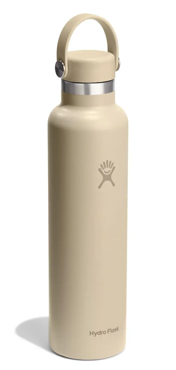Hydro Flask 24 Oz Standard Mouth Water Bottle in Oat Tan - Insulated Stainless Steel, Leakproof - view 2