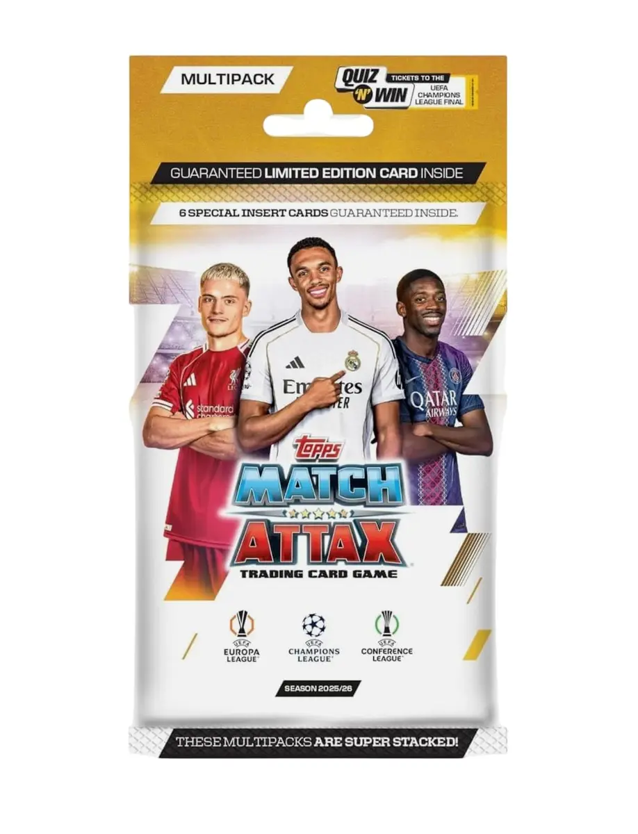 Topps Match Attax UEFA Trading Cards 2025/26 Multipack | 18 Cards, 6 Limited Edition, UEFA Champions League & Europa League - main product image