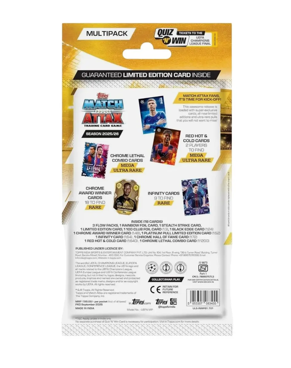Topps Match Attax UEFA Trading Cards 2025/26 Multipack | 18 Cards, 6 Limited Edition, UEFA Champions League & Europa League - view 2