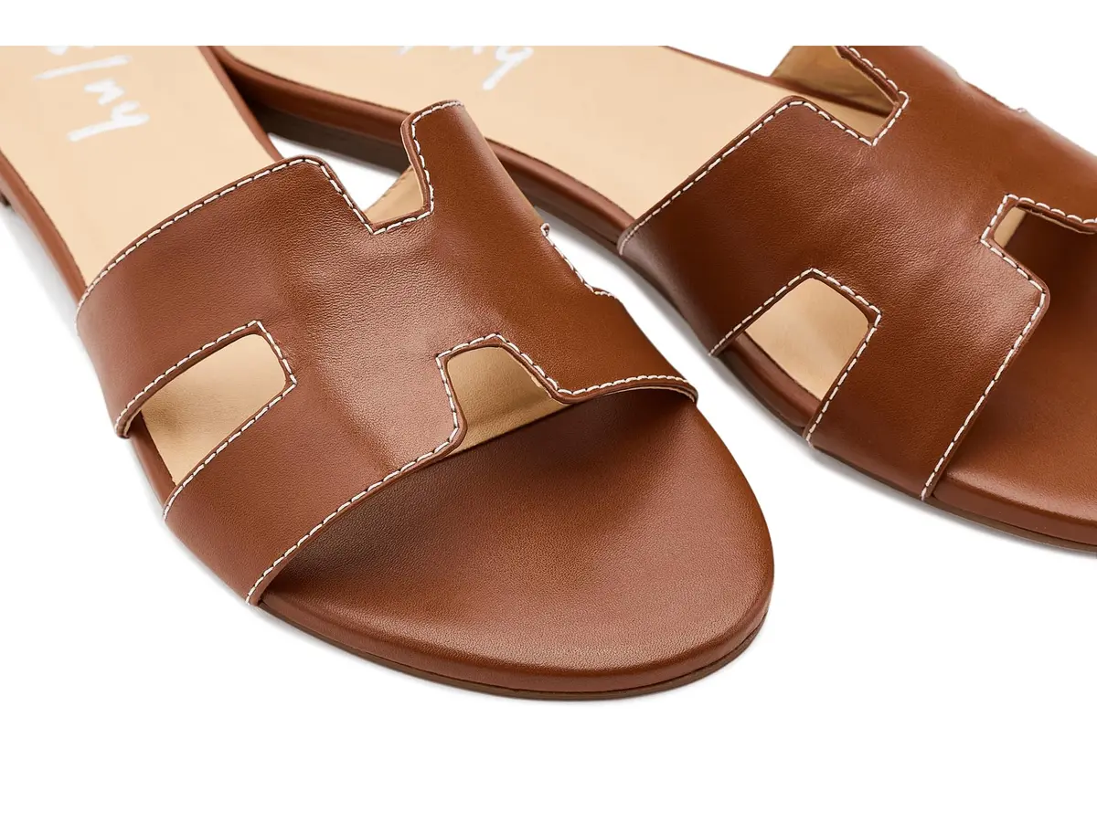 French Sole Alibi Slip-On Sandals Cognac 5 | Leather Comfort for Women - view 6