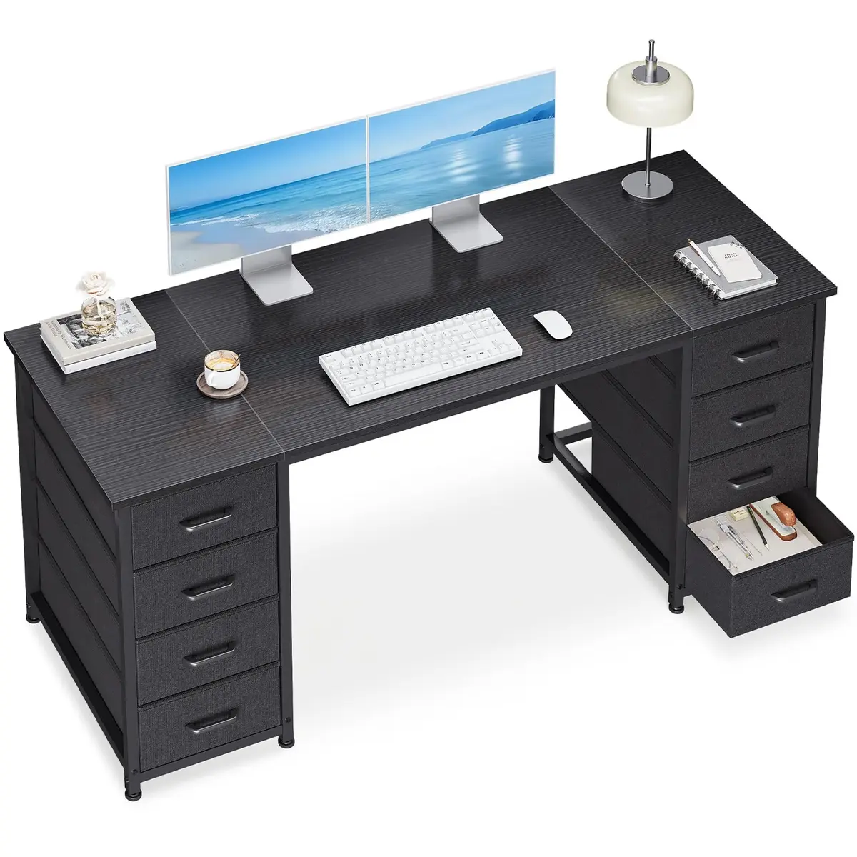Casaottima 55 Inches Computer Desk with 8 Fabric Drawers | Modern Office Storage for Home & Study - main product image