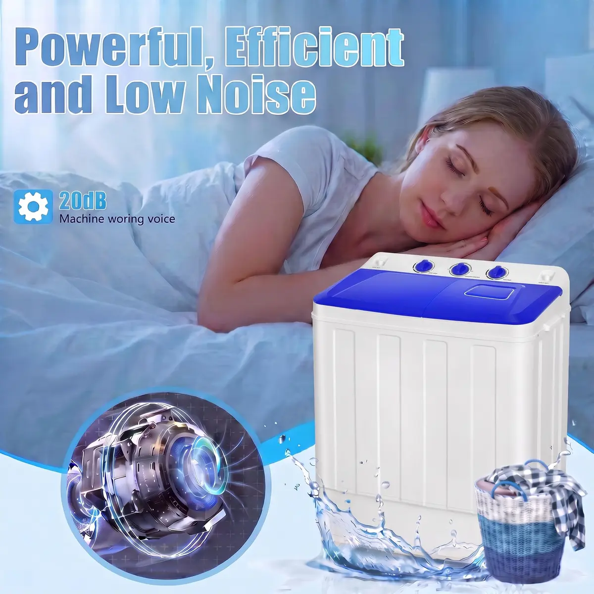 Nictemaw Portable Washing Machine, 30Lbs Capacity Twin Tub with Drain Pump | Compact Laundry for Apartments & RVs - view 6
