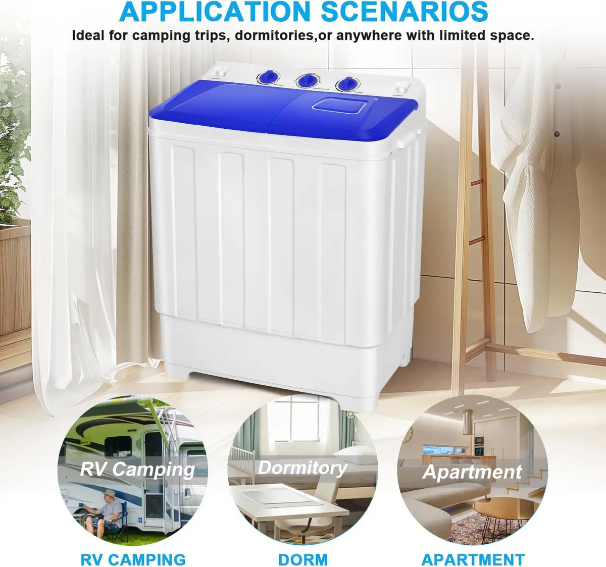 Nictemaw Portable Washing Machine, 30Lbs Capacity Twin Tub with Drain Pump | Compact Laundry for Apartments & RVs - view 7