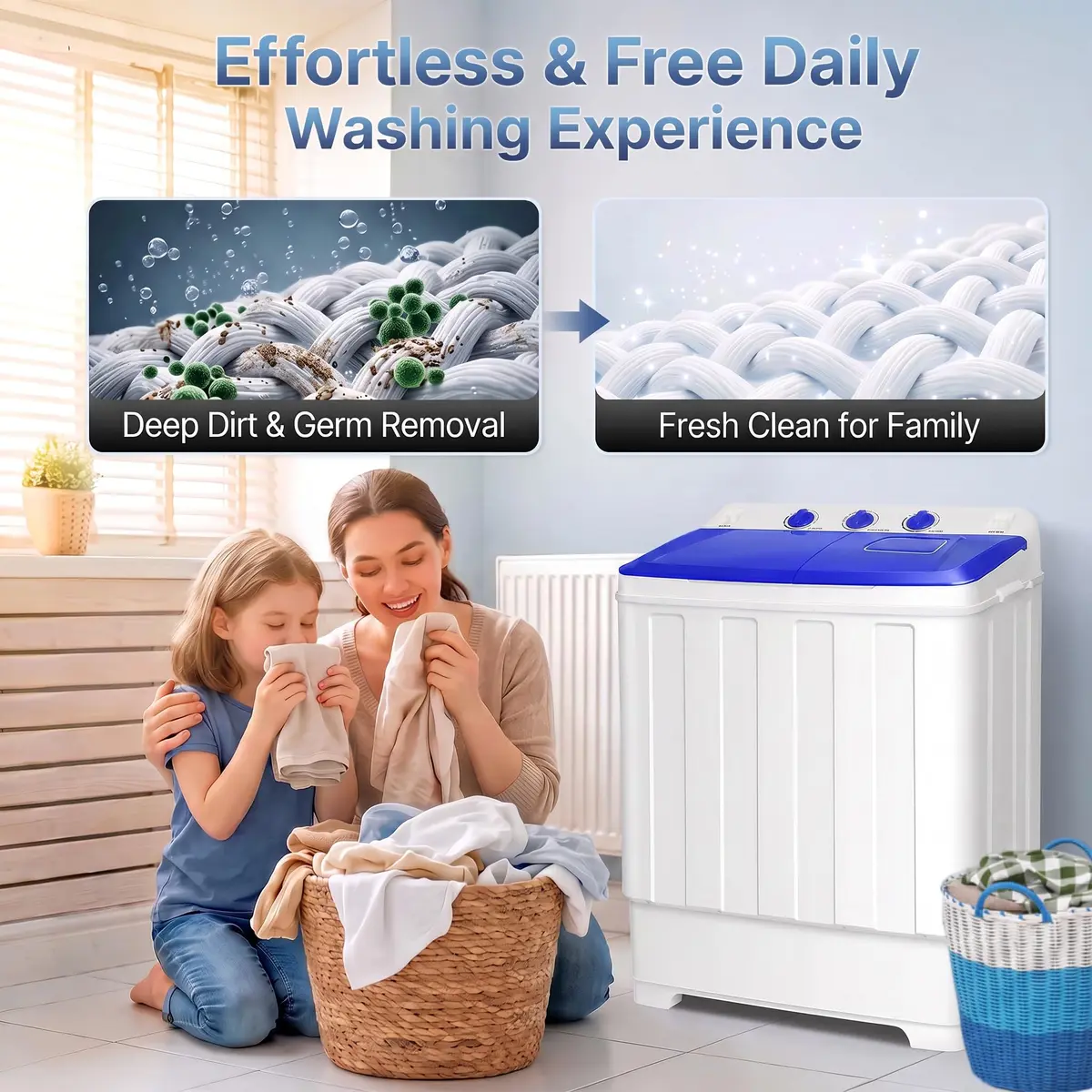 Nictemaw Portable Washing Machine, 30Lbs Capacity Twin Tub with Drain Pump | Compact Laundry for Apartments & RVs - view 8