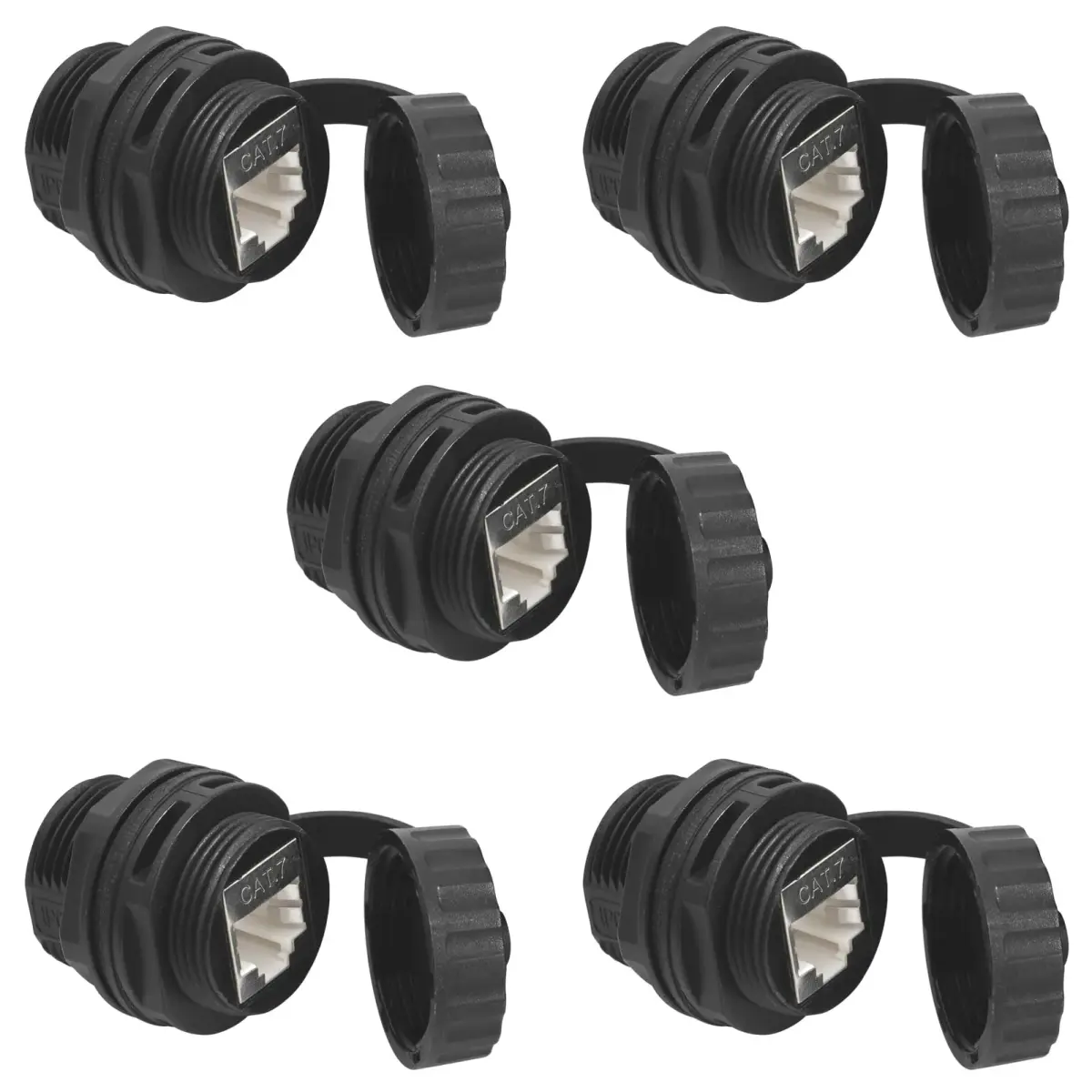ANMBEST 5PCS CAT7 Panel Mounting Shielded RJ45 Waterproof Connector, 10Gbps 156mm (5.15in) | IP68 Rated for Industrial Outdoor Networks - main product image