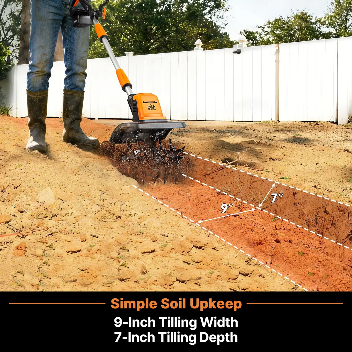 LawnMaster 24V MAX 9” Cordless Tiller – CLTE2409 | Compact, Cordless Garden Tiller for Small to Medium Gardens - view 8