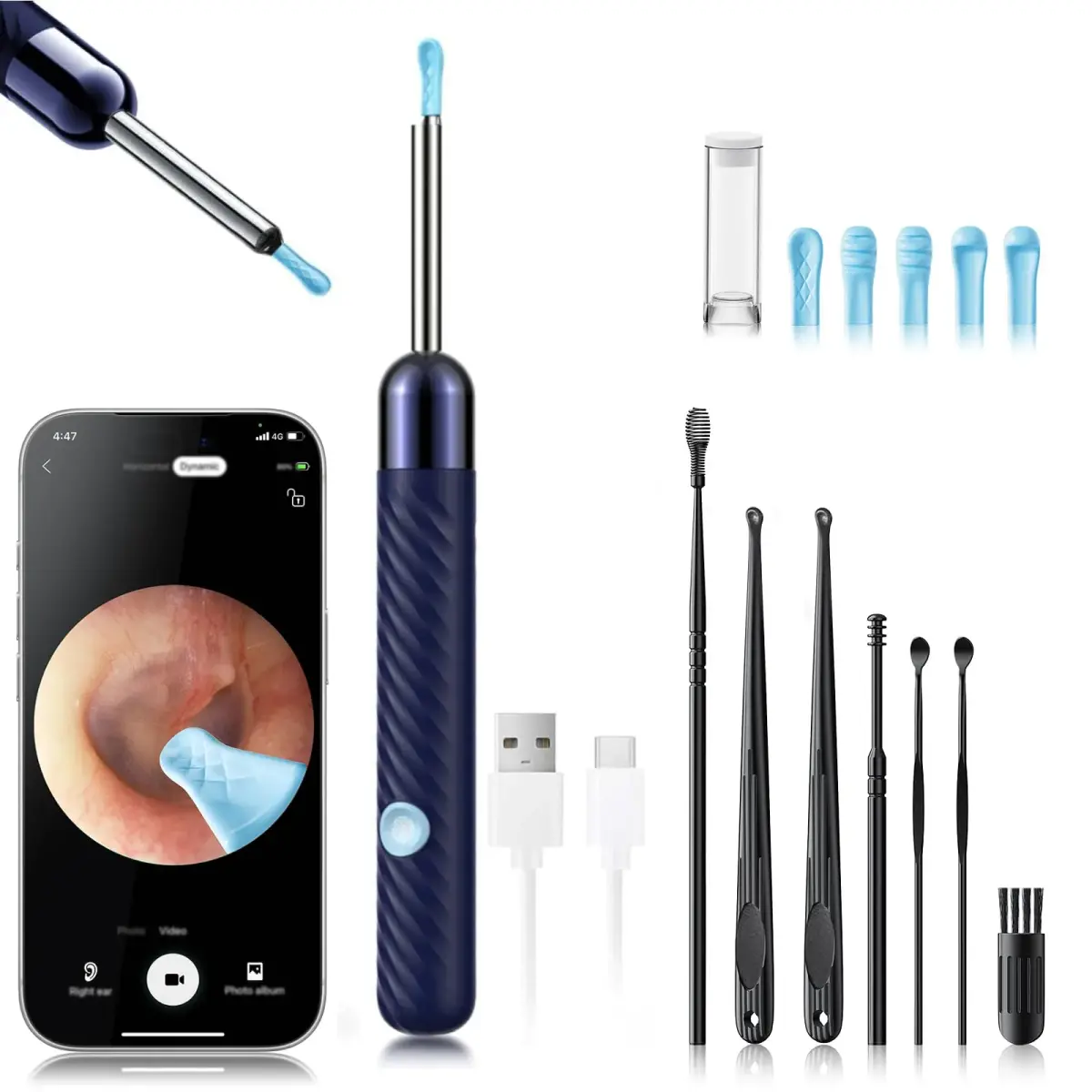 LEIPUT Ear Wax Removal Tool with 1080P HD Camera & 7 Ear Scoops | 23,789 Reviews, Blue - main product image