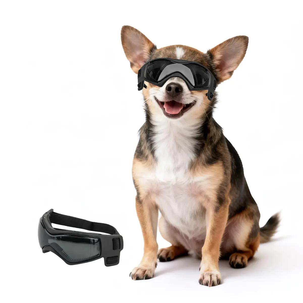 PETLESO Black XS Dog Goggles | UV Protection for Small Breeds & Cats (3.74" L x 1.38" W) - main product image