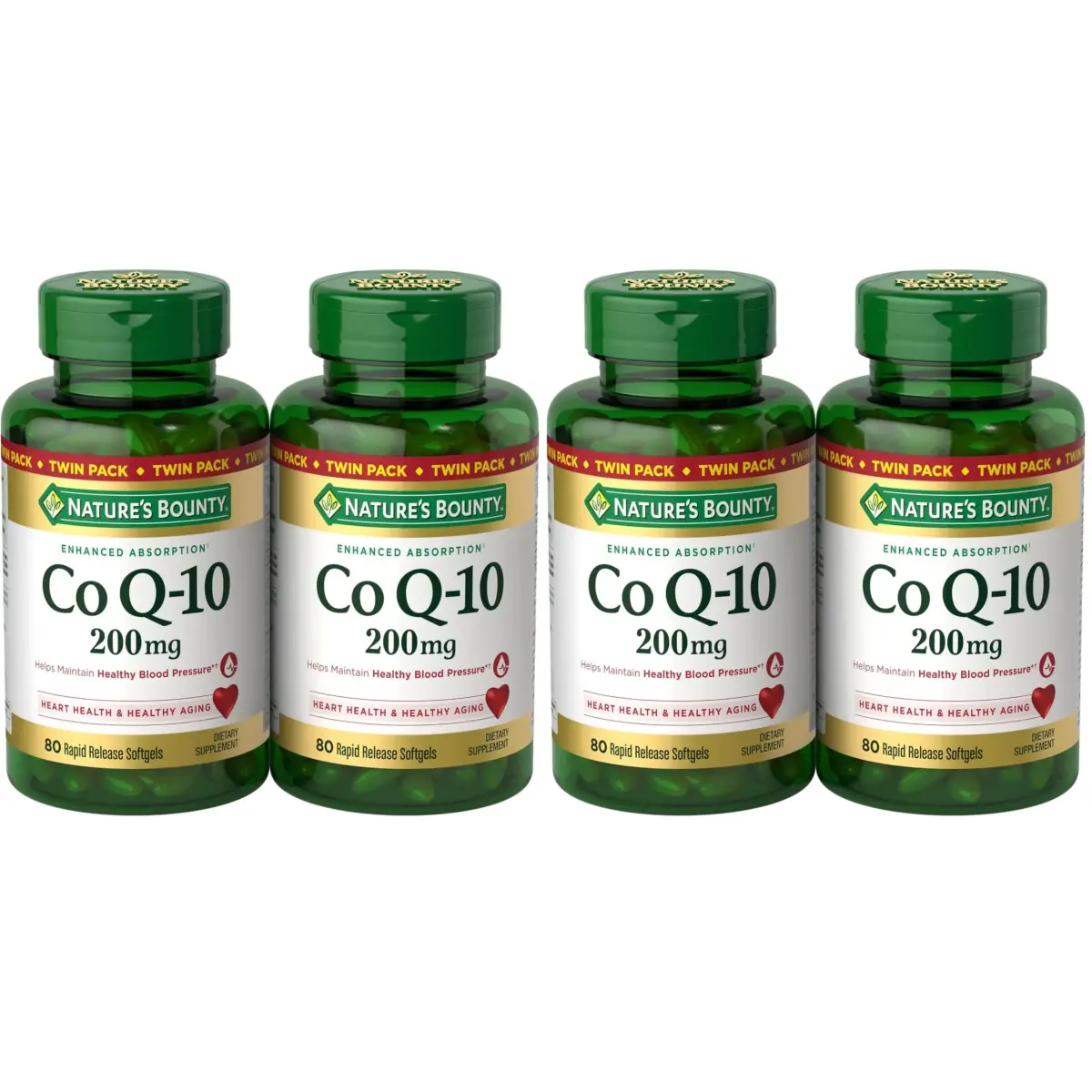 Nature's Bounty CoQ10 200 mg Softgels, Heart Health & Cellular Energy Support, 160 Count (Pack of 4) | Cardiovascular Support - main product image