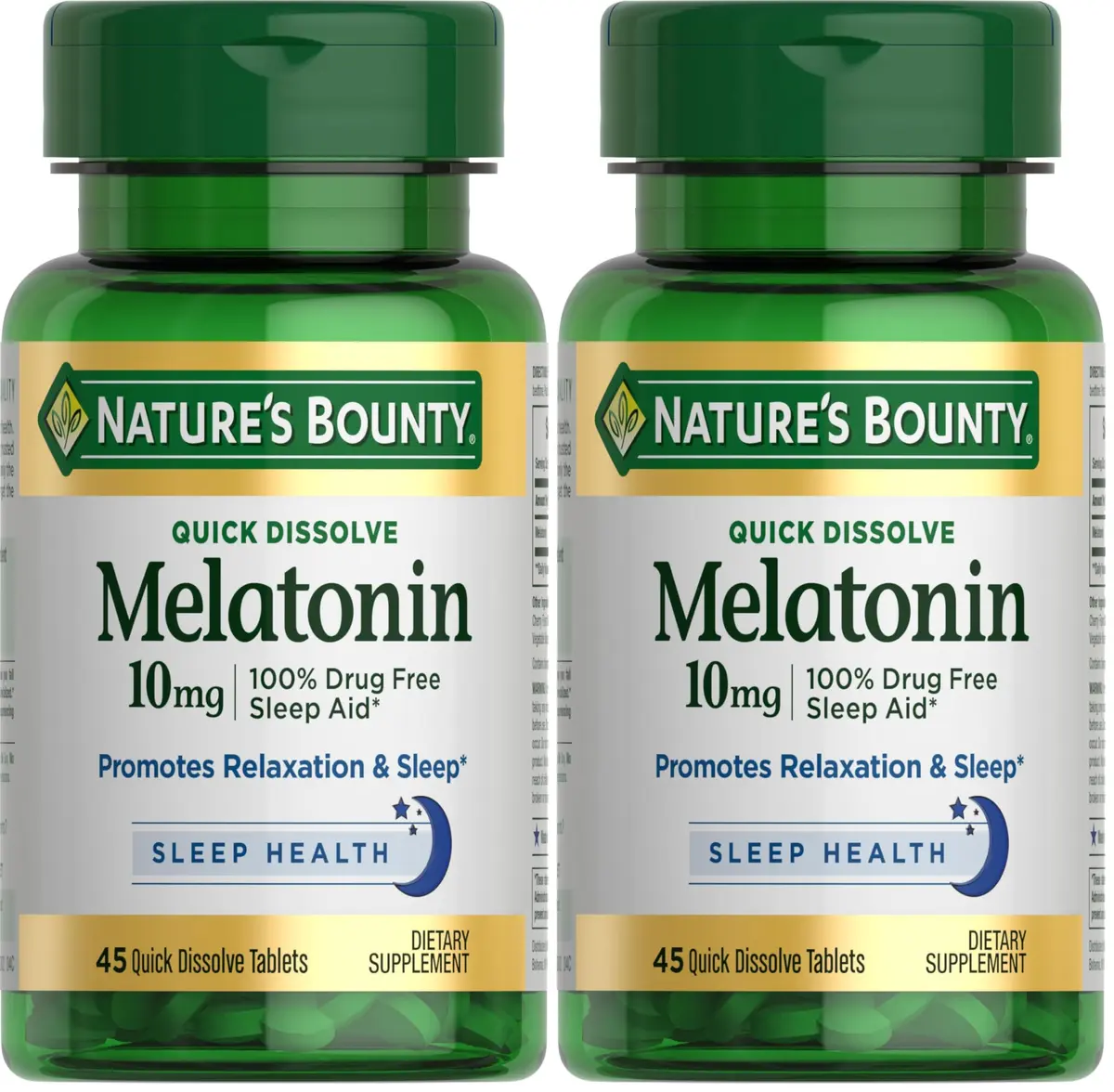 Nature's Bounty Melatonin 10mg Quick Dissolve Tablets Cherry Flavor | 90 Tablets (Pack of 2) - main product image