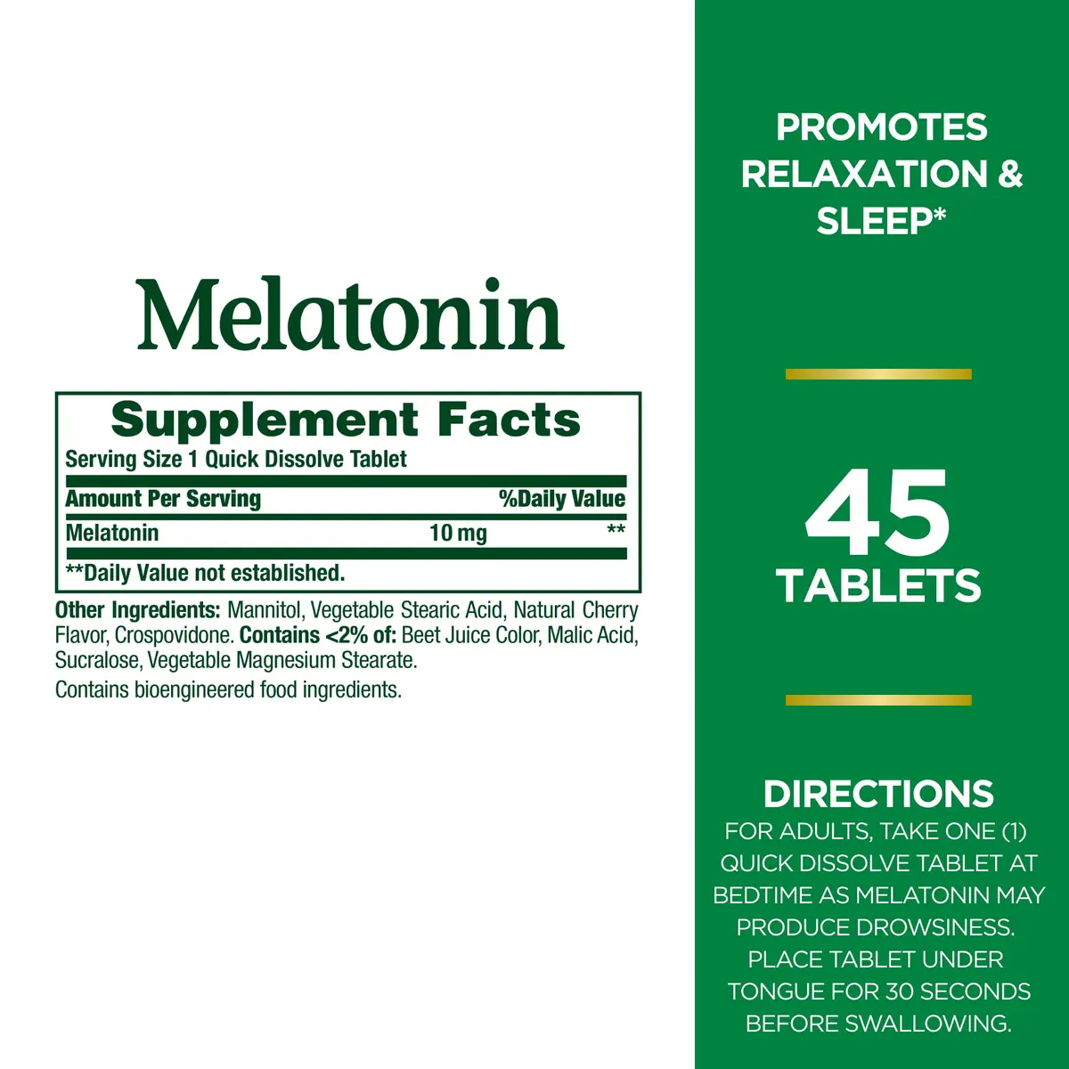 Nature's Bounty Melatonin 10mg Quick Dissolve Tablets Cherry Flavor | 90 Tablets (Pack of 2) - view 2