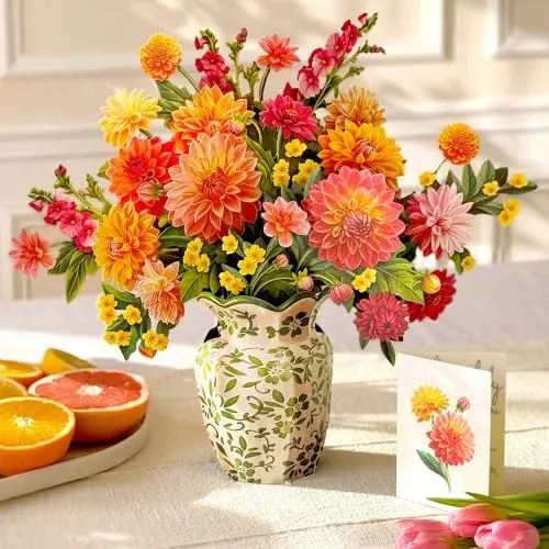 Freshcut Paper Dahlia Sunrise 3D Pop Up Card 14.5 Inch | Greeting Card for Birthdays, Mother's Day, Thank You, Gifts for Mom - view 11