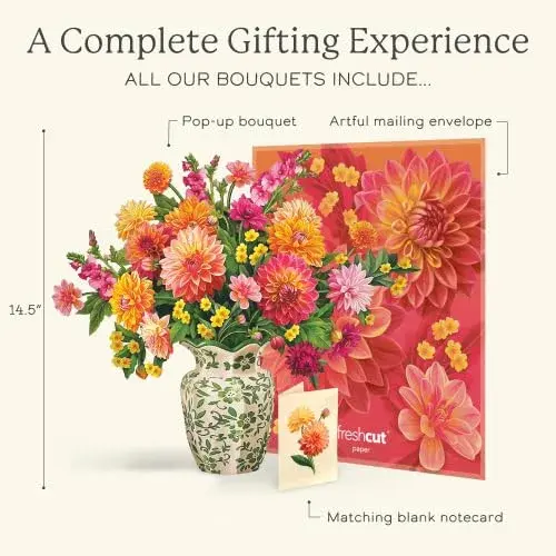 Freshcut Paper Dahlia Sunrise 3D Pop Up Card 14.5 Inch | Greeting Card for Birthdays, Mother's Day, Thank You, Gifts for Mom - view 7