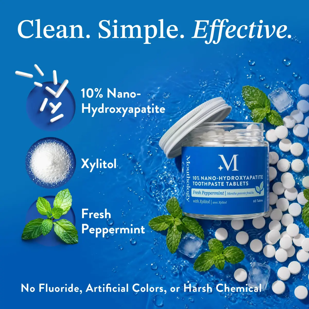 Mouthology 10% Nano Hydroxyapatite Toothpaste Tablets Fresh Mint 60 Count (Pack of 1) | Dentist-Recommended Enamel Care - view 3