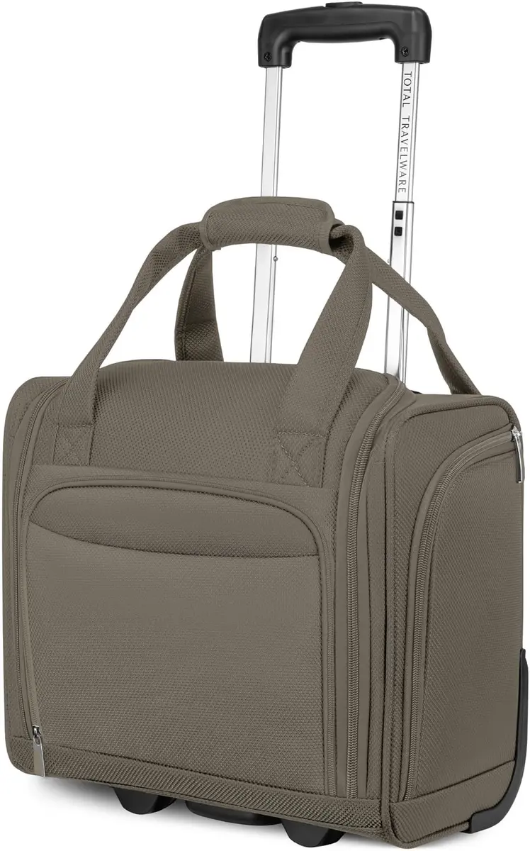 TOTAL TRAVELWARE Charleston 15" Underseat Bag (Mocha, 15-Inch Carry-On) | Durable Poly-Ballistic Fabric, 5 Year Warranty - view 4